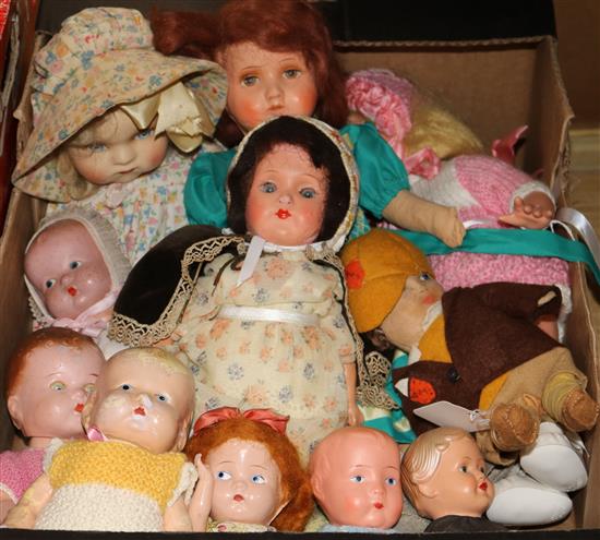 A collection of mid-20th century cloth, celluloid and plastic dolls,